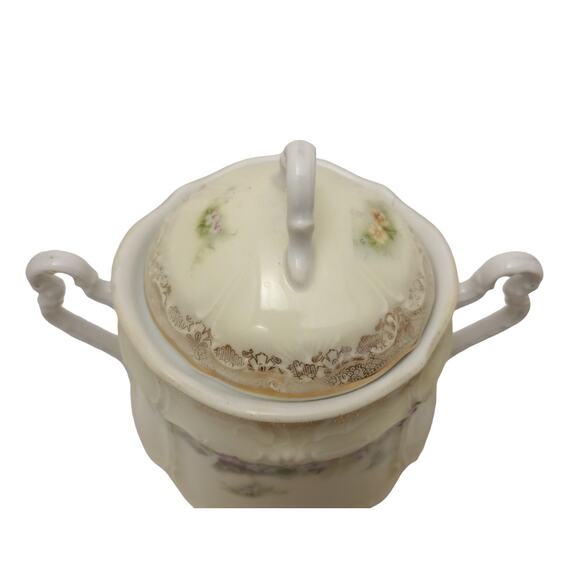 Carl Tielsch Germany Floral Porcelain Creamer And Sugar Bowl Set - Picture 5 of 7